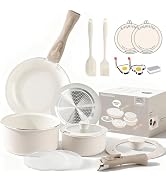 Heapsion 18-Piece Ceramic Nonstick Cookware Set, PFAS/PFOA/PTFE-Free & Non-Toxic Pots and Pans Se...