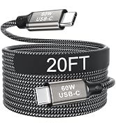 Getrish 20FT USB C Cable 60W, Extra Long USB C to USB C Cable, Type C Charger Fast Charging Cord,...