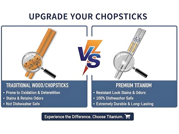 Premium Reusable titanium Chopsticks Set Experience Authentic Asian Cuisine at Home