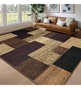 qulint Modern Outdoor Patio Rug, Geometric Indoor Area Rug for Living Room, Red 8'x10' Non Slip W...