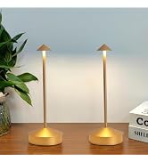 Simisand 2 Pack Aluminum Cordless Table Lamp, 6000mAh Rechargeable Table Lamps, Portable Touch LE...