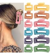 12 Pack Bright color Large Hair Claw Clips,Hair Clips for Women & Girls, Colors Strong Hold Claw ...