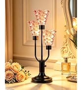 TECHYAP Mid Century Modern Glass Table Lamp Vintage Lamp Gift Dimmable | Black Nightstand Desk La...