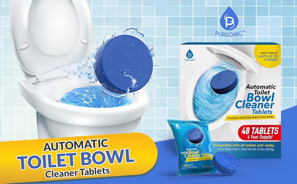 Blue toilet bowl tablets for automatic cleaning and fresh wate