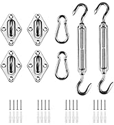 HOMPER Awning Attachment Set, Heavy Duty Sun Shade Sail Stainless Steel Hardware Kit for Garden T...