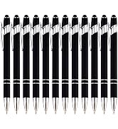 PASISIBICK 12 Pieces Black Ballpoint Pen with Stylus Tip, 2 in 1 Stylus Stylish Pen, Premium Meta...
