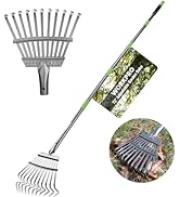 WORKPRO Rake, Small Rake for Leaves with 72” Adjustable Long Handle, 11 Steel Tines, Heavy Duty M...