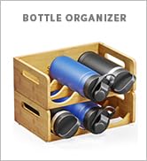 SpaceAid Bamboo Water Bottle Organizer with Labels, Kitchen Pantry Water Bottle Storage Rack for ...