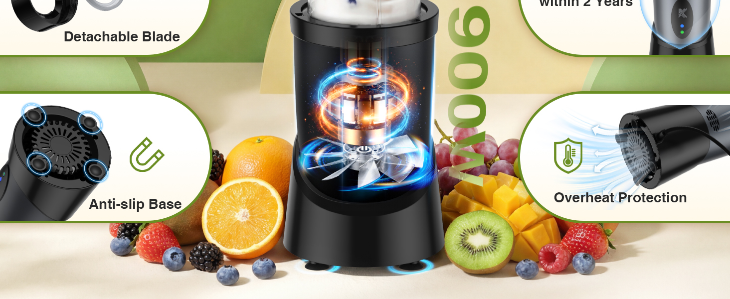 powerful 900w motor blender with safety protection.