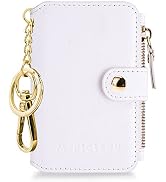M-Plateau Off white Keychain Wallet, Wallet Women with Circle Coin Purse Keychain and Zipper Card...