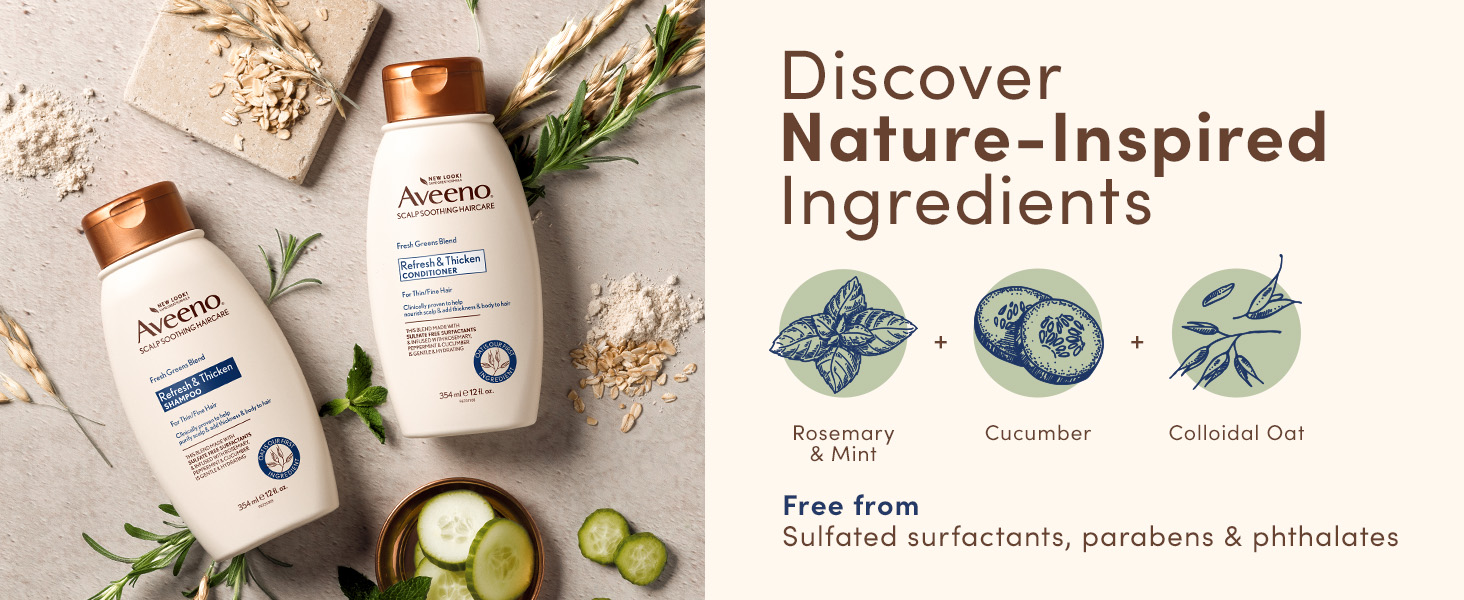 Nature inspired ingredients rosemary mint cucumber colloidal oat free of sulfated surfactants