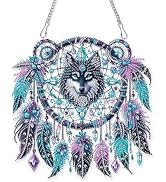 DIY Diamond Painting Hanging Kit Wolf Dreamcatcher 5D Special-Shaped Acrylic Diamond Art Painting...