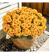 Roberly 6 Pcs Artificial Flowers for Outdoors, Yellow Fake Geranium Flowers UV Resistant Realisti...