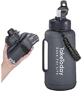 TakeToday 68 oz Collapsible Water Bottles with Straw, Half Gallon Water Bottle with Motivational ...