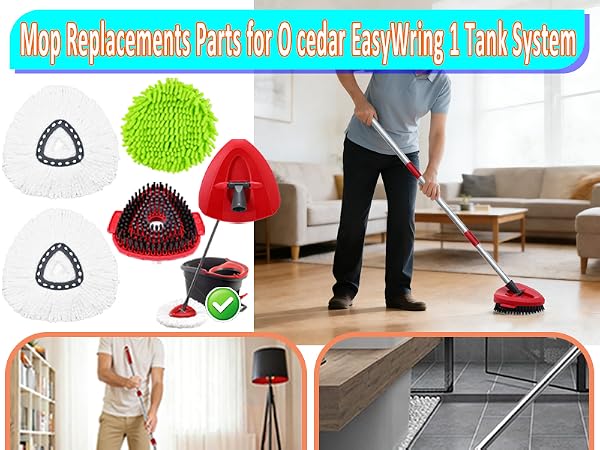 Mop Heads Replacements for O-Cedar EasyWriny Spin System Microfiber Refills Repalce Head