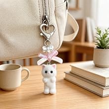 White Cat Charm with Pink Bow