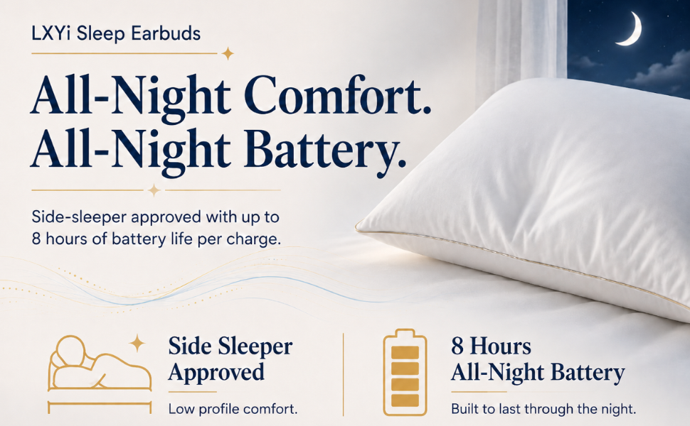LXYi Sleep Earbuds - All Night Comfort, All-Night Battery
