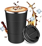 LCKDHM Insulated travel coffee cup with leak proof lid, insulated and reusable hot and cold bever...