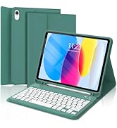 For ipad 10th/A16 11th green case with keyboard(2022/2025),Dark Green | Wireless Detachable Bluet...