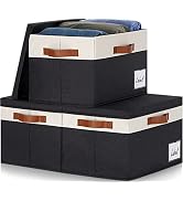 GhvyenntteS Large Storage Bins with Lids (3-Pack) Large Closet Storage Bins with Lid and 3 PU Han...