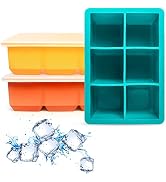 Excnorm Ice Cube Trays 3 Pack - Large Size Silicone Ice Cube Molds with Removable Lids Reusable a...