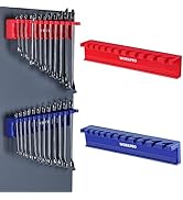 WORKPRO 2-Piece Magnetic Wrench Organizer, 24 Slots Wrenches Holder Fits SAE (5/16” to 3/4”) and ...