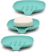 3 Pack Soap Bar Holder, AIMAIAIMAI Self Draining Soap Dish, Quick Drainage, Soap Dishes for Bathr...