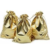 BEAVOING Pack of 100 5"x 7" Heavy Duty Gold Drawstring Organza Jewelry Pouches Wedding Party Chri...