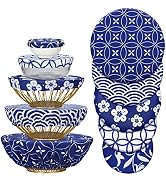 Patelai 10 Pcs Bowl Covers Reusable in 5 Size Stretch Cloth Fabric Elastic Food Storage Bowl Cove...