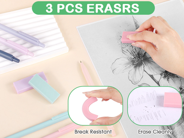 school supplies aesthetic stationery set mechanical pencil case pouch marker erasers sticky note