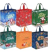 AhfuLife 6PCS Extra Large Christmas Gift Bags, 15''x13.7''x5.9'', Christmas Tote Bags with Handle...