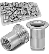 Vifmy 5/16''-18 UNC Rivet Nut, 50Pcs 304 Stainless Steel Flat Head Rivnut Threaded Insert Nutsert