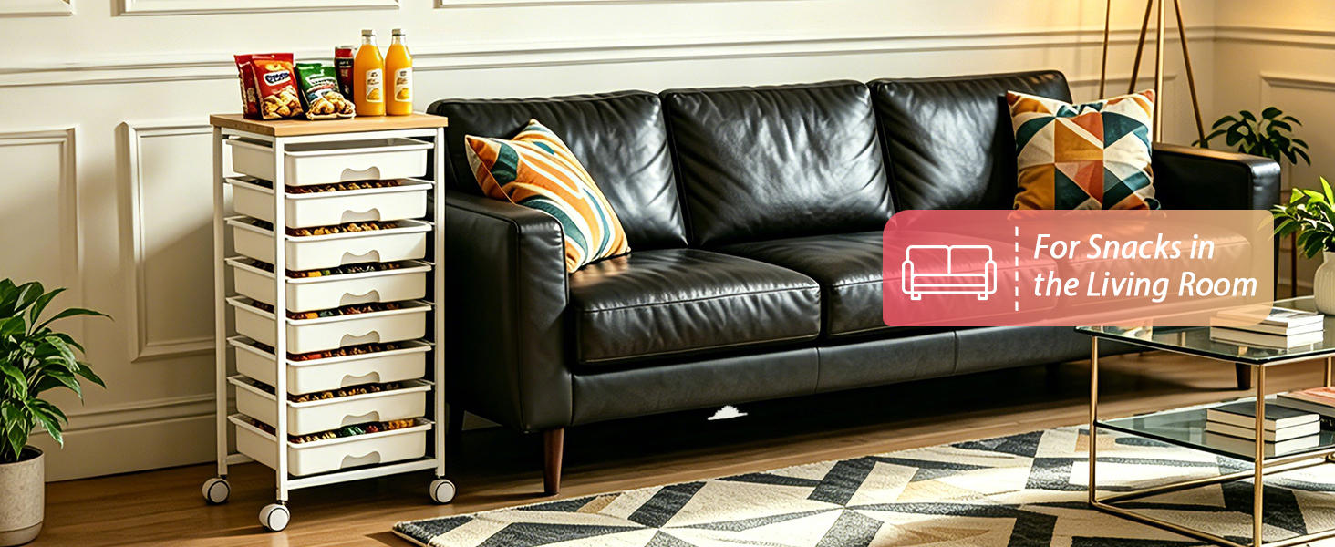 Goovilla carts with wheels, with durable countertop, store snacks or beverages neatly