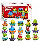 IOMDRWU 15 Pack Cartoon Friction Powered Toy Cars for Kids, Inertial Push and Go Mini Vehicle Set...