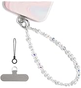 ABITKU Phone Charm, Pearl Crystal Beaded Wrist Strap for Women, Hands-free, Drop-proof and Anti-t...