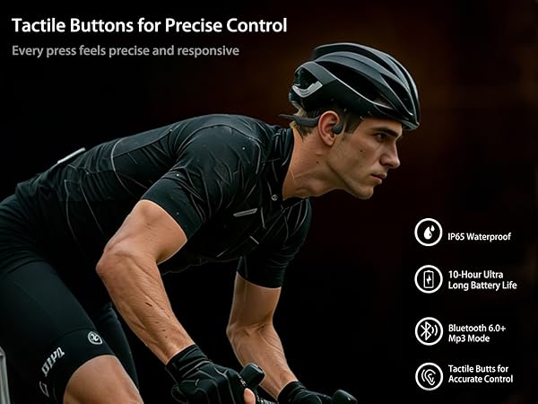 Bone Conduction Headphones with Tactile Button Control for Running Cycling Workout Stable Use