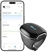 Wellue O2Ring-S Oxygen Monitor with Vibration Reminder, Bluetooth Pulse Oximeter Tracks SPO2 and ...