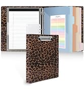 SKYDUE 1 Inch 3-Ring Binder with Clipboard, PU Aesthetic Binder with 5 Dividers, Notepad, Sticker...