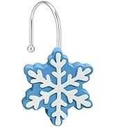 EleCharm Christmas Shower Curtain Hooks,12PCS Anti-Rust Snowflake Decorative Shower Rings for Bat...