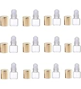 Tustao Glass Essential Oil Roller Bottles,12 Pcs Gold 1ml Mini Glass Roll on Bottles Roller Refil...