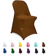 Jieqier Folding Chair Covers Brown, Spandex Chair Slipcovers 12 PCS, Universal Fitted Chair Slipc...