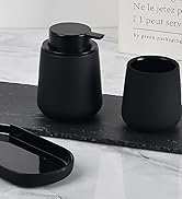 BosilunLife Black Bathroom Accessory Set - 3 pcs Ceramic Bathroom Soap Dispenser Set Farmhouse