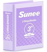 SUNEE 3 Ring Binder 3 Inch 1 Pack, Clear View Binder Three Ring PVC-Free (Fit 8.5x11 Inches) for ...