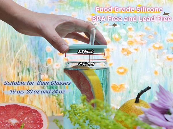 TERESRY 4 Pack Silicone Lids for Glass Cups