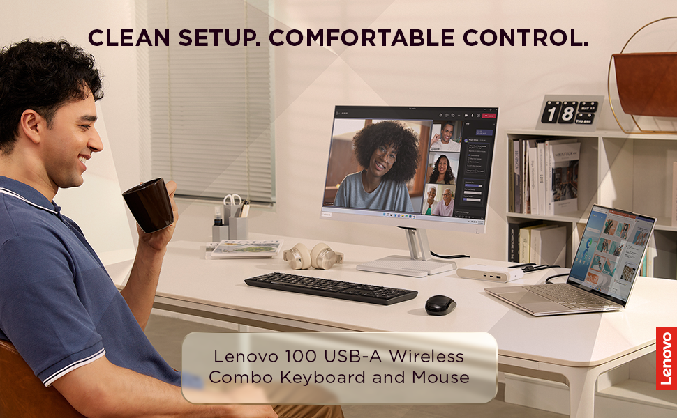 Lenovo 100 USB-A Wireless Combo - Clean Set up