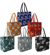 BeeGreen Animal Reusable Grocery Bags - W13*H13*D7 6 Packs Lightweight Shopping Totes with Long H...