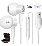USB Headphone for PC Laptop Magnetic Wired Earbuds Computer Headset with Microphone Control Mute ...