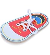 Red Wooden Shoe Tying Practice, Learn to Tie Your Own Shoes Threading Lacing Shoes Training Early...
