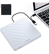 ORIGBELIE External CD/DVD Drive for Laptop, Ultra Slim 13mm USB 3.0 Type-C CD DVD +/-RW Drive, Po...