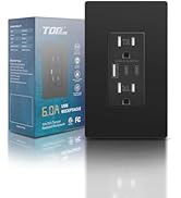 TOPELER Black USB C Outlet, 30W 3-Port Type C USB Wall Outlet, 15 Amp Tamper-Resistant Receptacle...